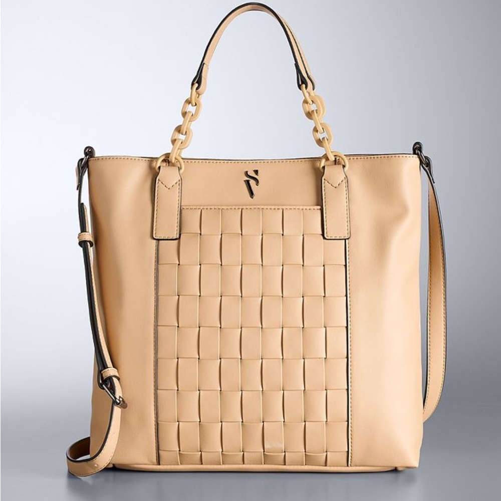 Simply Vera Vera Wang Beige Woven Tote Bag